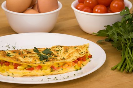 Omelet with ingredients