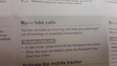 Samsung Manual Offers Helpful Directions For Faking Calls