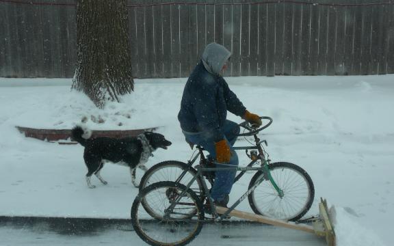 DIY Bicycle Snow Plow Works Great For Light Snow
