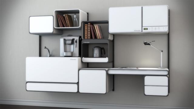 A Modular Kitchen With Office Space Too