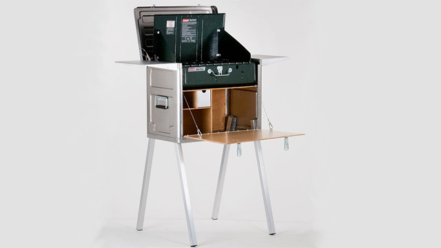 A Camping Kitchen With Everything But The Sink