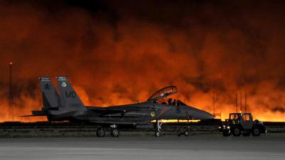 F-15 Escapes As Wildfire Approaches US Air Force Base