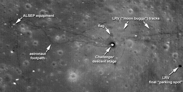New Moon Landing Sites Photos Show Rover Tyre Marks