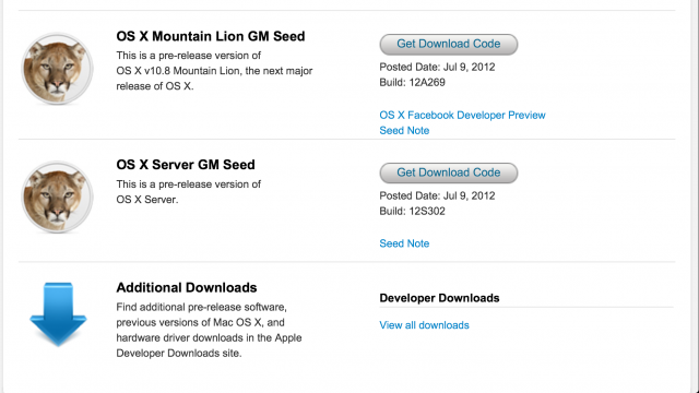 Apple OS X Mountain Lion Gold Master Is Out