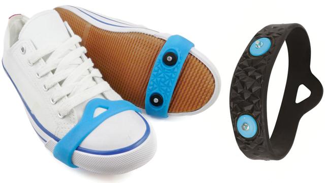This Spiked Rubber Band Equips Any Shoe For Icy Weather