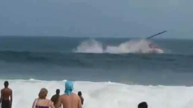 Helicopter Crashes Right On The Beach