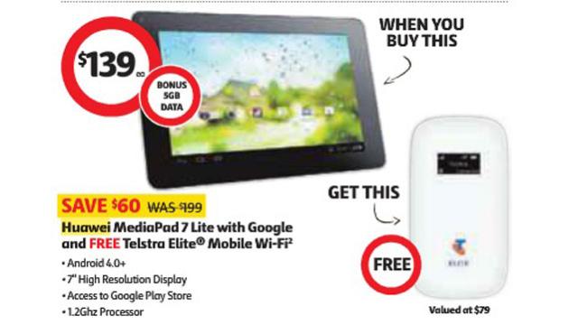 Lunchtime Deal: Huawei MediaPad 7 + Telstra WiFi Hotspot $139