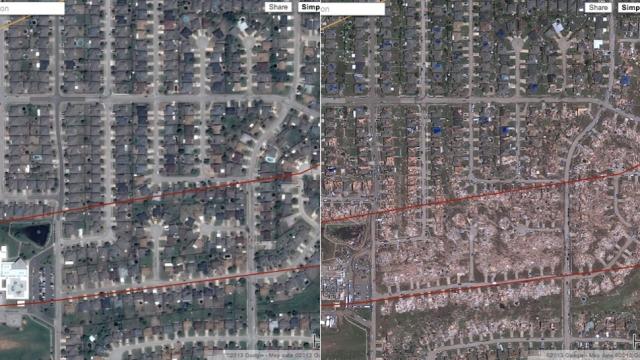 The Destruction Of The Oklahoma Tornado As Seen By Google Maps