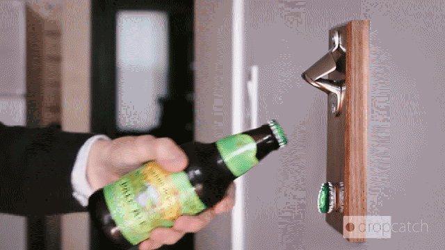 Magical Wall-Mounted Bottle Opener Traps Your Caps Magnetically