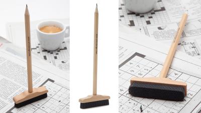 This Adorable Pencil Broom Lets You Sweep Mistakes Under The Rug