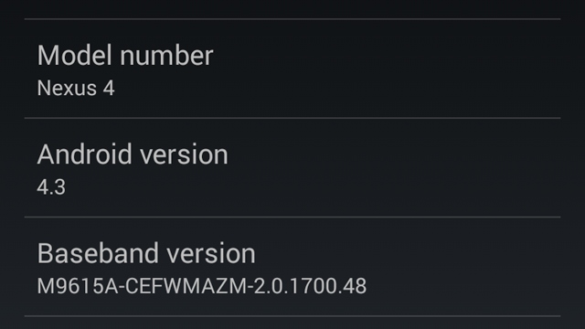 Android 4.3 Leaked Via A Googler’s Second-Hand Nexus 4