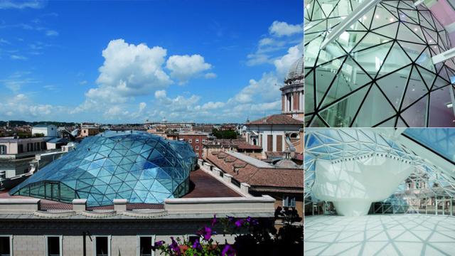 A Century-Old Roman Palazzo Grows A Faceted Glass-And-Steel Parasite