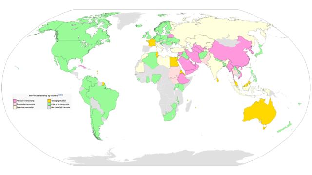 A Map Of The Countries That Censor The Internet