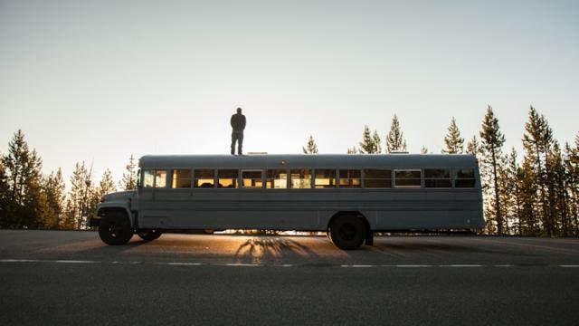 Architecture Student Converts School Bus Into Cosy Home