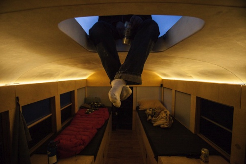 Architecture Student Converts School Bus Into Cosy Home