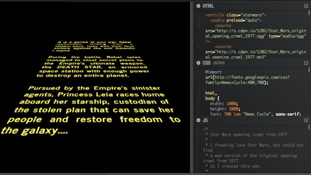 Awesome Guy Recreates Star Wars Opening Crawl With HTML And CSS