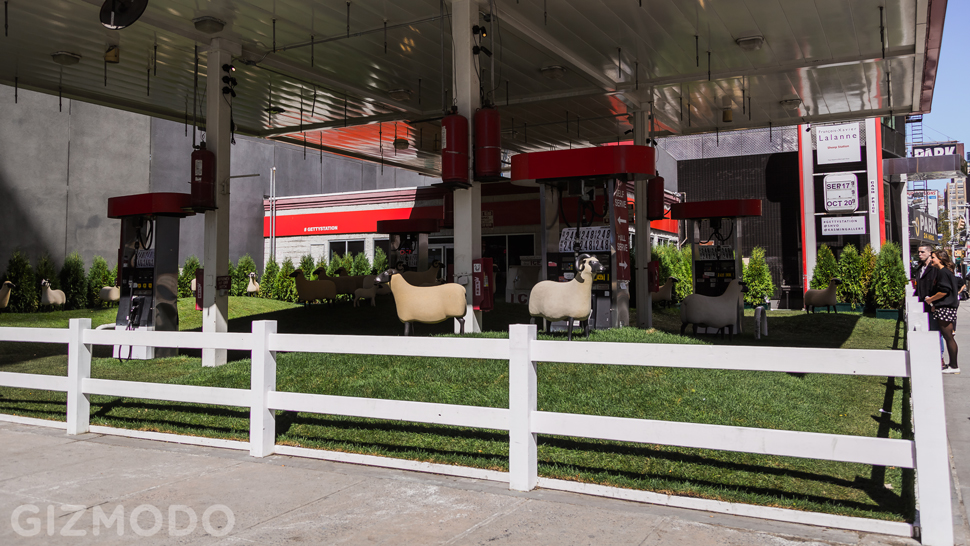 This Petrol Station Is Home To A Temporary Sheep Pasture