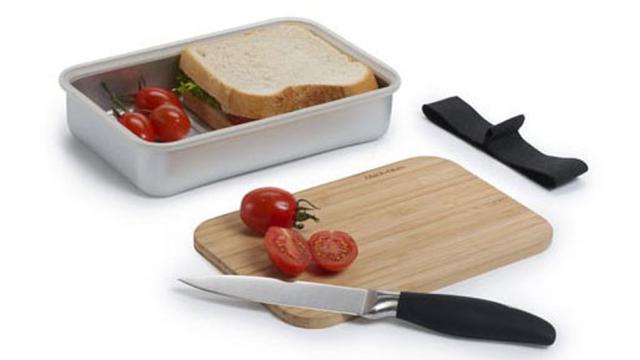This Aluminium Lunch Box Comes With Its Own Cutting Board Lid