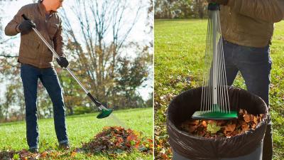 Backyard Maintenance Is A Breeze With This Leaf-Smooshing Rake