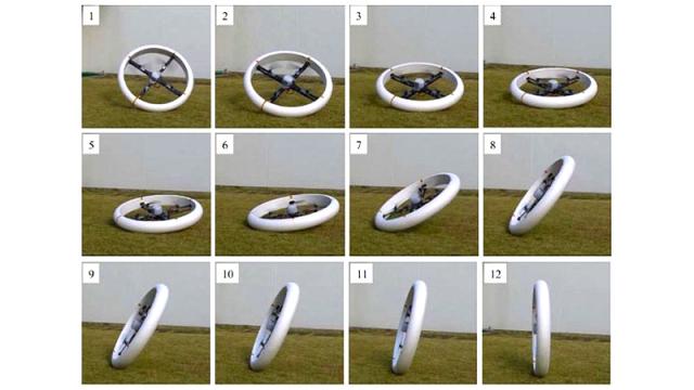 This Quadcopter Turns Into A Self-Balancing Rolling Wheel