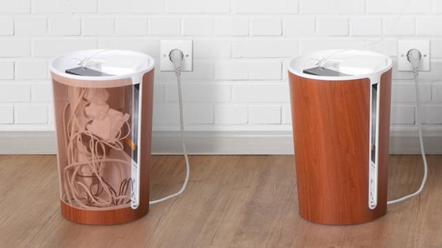 Hide Your Messy Nest Of Cables In This Neat Wood-Panelled Can