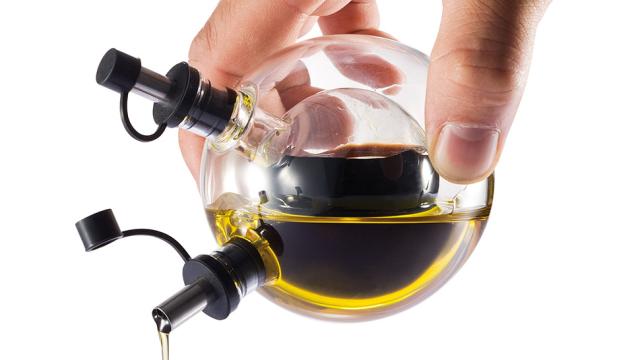 This Oil And Vinegar Dispenser Stores One Inside Of The Other