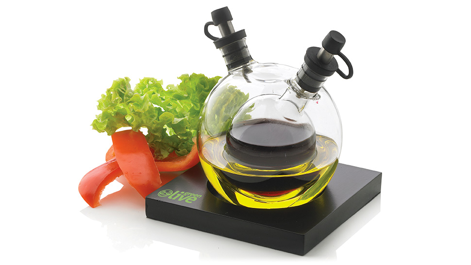 This Oil And Vinegar Dispenser Stores One Inside Of The Other