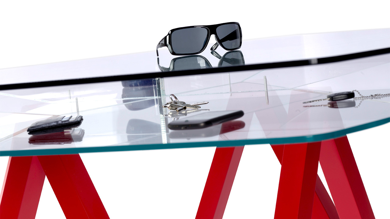 This Double Decker Glass Table Moves Desktop Clutter One Level Down