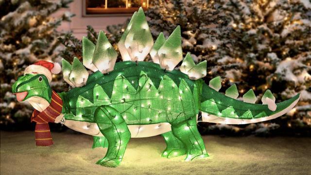 A Lightup Stegosaurus Is Just What Your Lawn Nativity Scene Needed