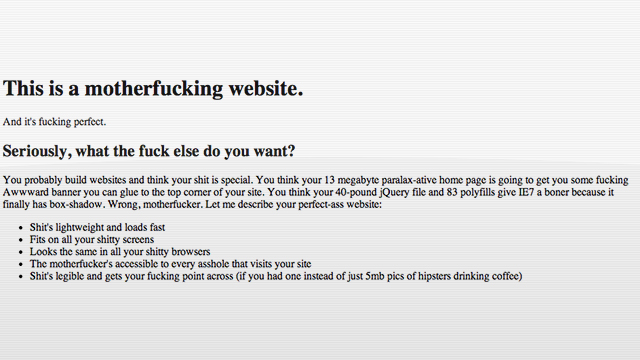 This ‘Motherf**king Website’ Is Also Genius Web Design Commentary