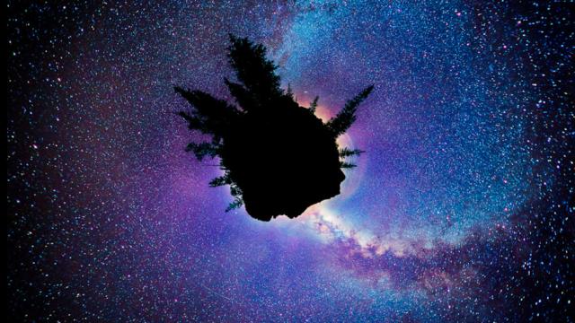 Tiny Forest Planet Travelling Across The Never-Ending Galaxy