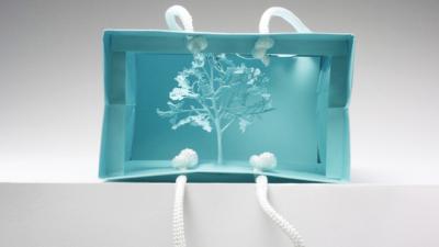 Tiny, Intricate Trees Cut From Discarded Shopping Bags