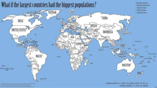 The Map Of The World If Every Country’s Population Matched Its Size