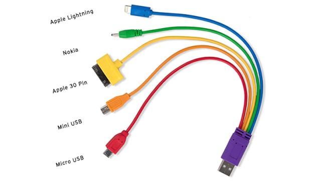 A Rainbow USB Cable With Every Charging Adaptor You Need — Also Nokia