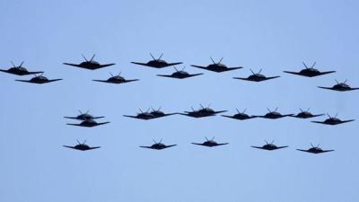 This Swarming Horde Of Black Stealth Fighter Jets Is Not A Movie Scene