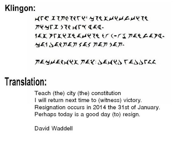 City Councilman Epically Resigns With A Letter Written In Klingon