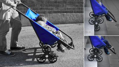 This Six-Wheeled Pram Can Roll Up And Down Stairs