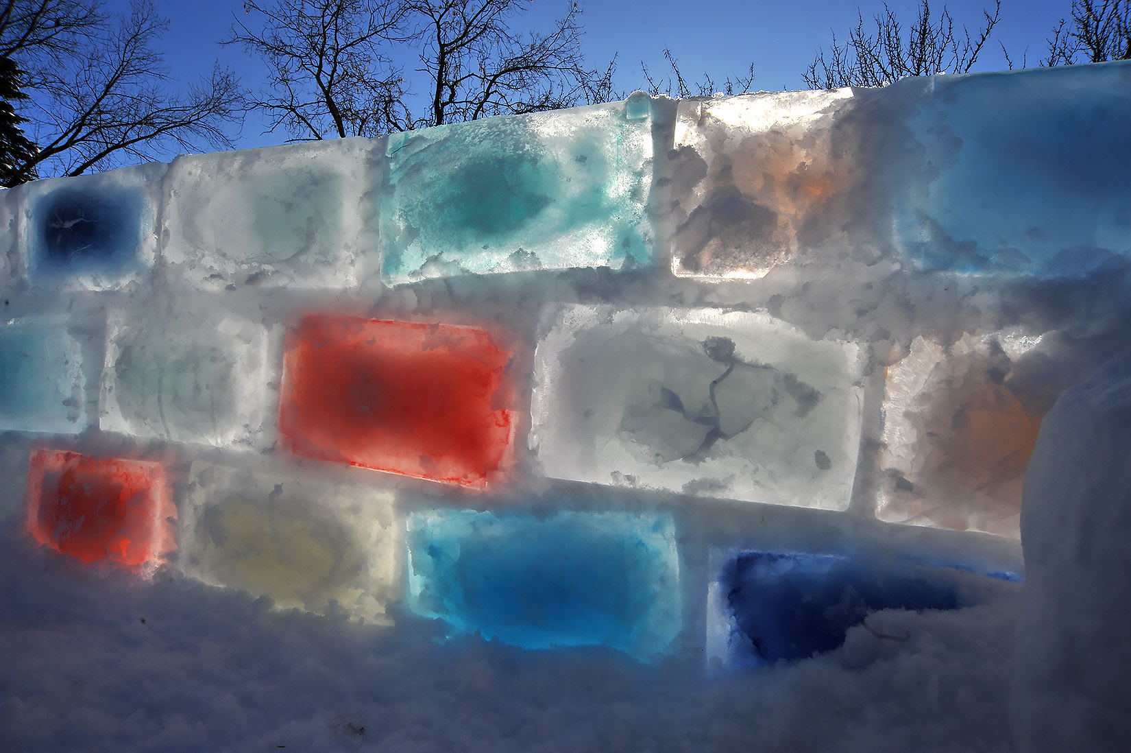 Awesome Guy Builds Colourful Ice Fortress