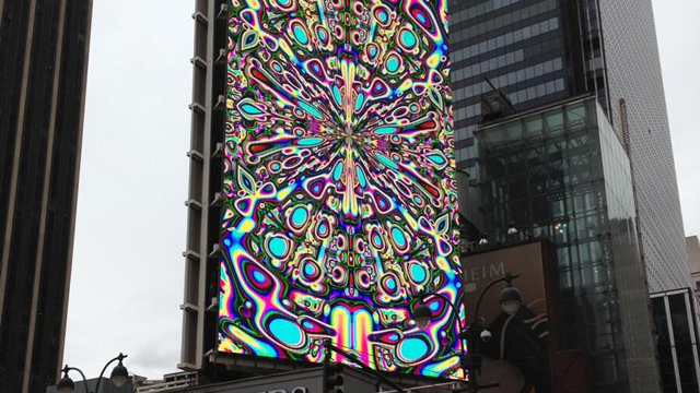 A Broken Billboard Looks Psychedelically Drugged Out