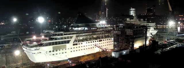Watch This Cruise Ship Get Cut In Half And Made 30 Metres Longer