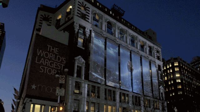 How The Super Bowl Turned The NYC Macy’s Building Into A Massive Screen