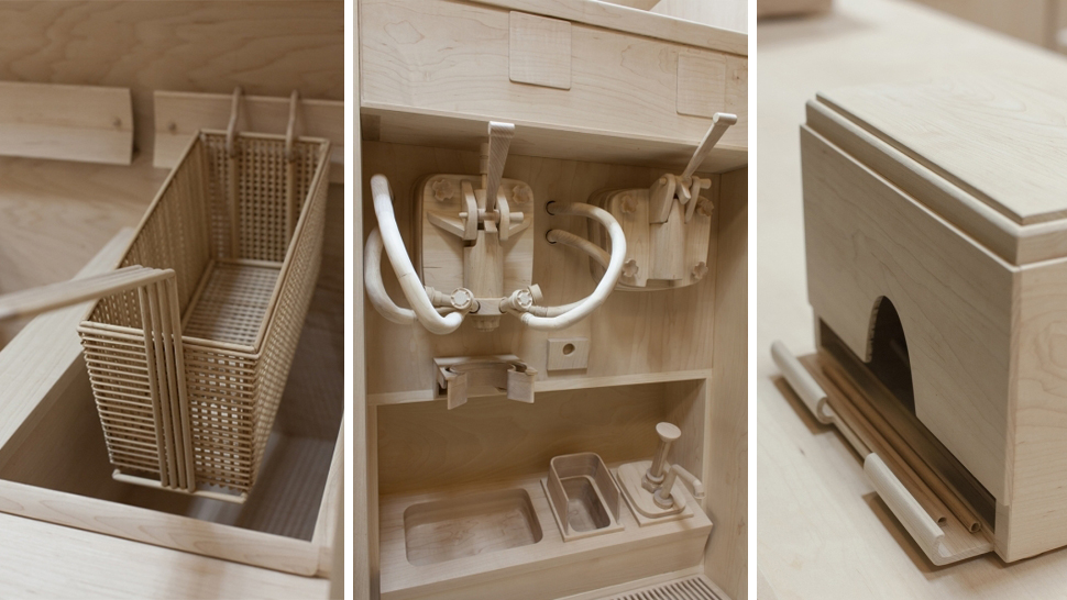 Someone Made A Full-Scale Burger Kitchen Entirely Carved In Wood