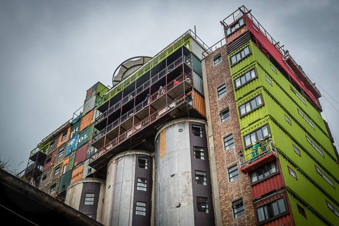 This Shipping Container City Above An Old Grain Silo Is Actually A Dorm