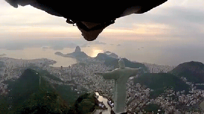 Flying Man In Wingsuit Comes Close To Crashing Into Rio’s Jesus Statue