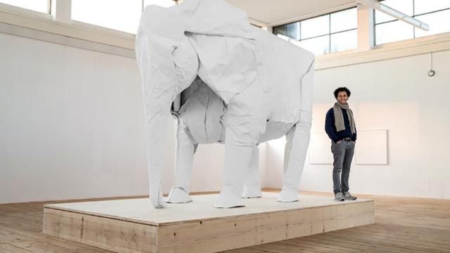 Origami Master Makes A Life-Size Elephant From A Single Sheet Of Paper