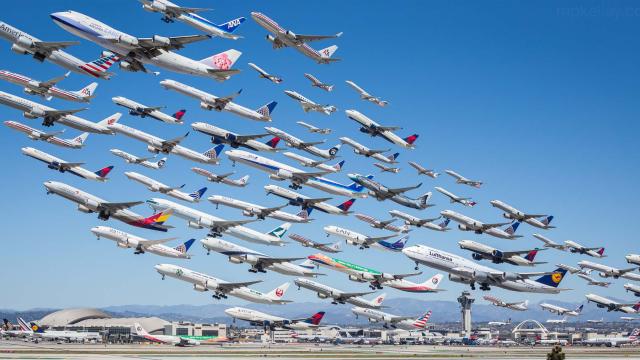 This Image Shows Eight Hours Of Airliners Departing From LAX