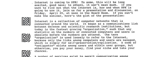 NPR Got The Internet 20 Years Ago: Read The Memo