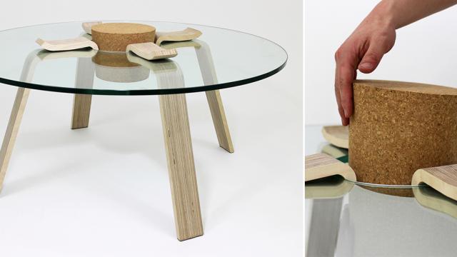 A Functional Cork Keeps This Coffee Table From Collapsing