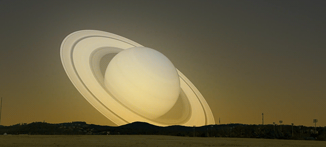 Simulation Of Saturn Passing By Earth On A Collision Course To The Sun