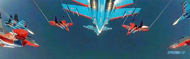 Watch A First-Person View Of Nine Jet Fighters Flying In Perfect Formation